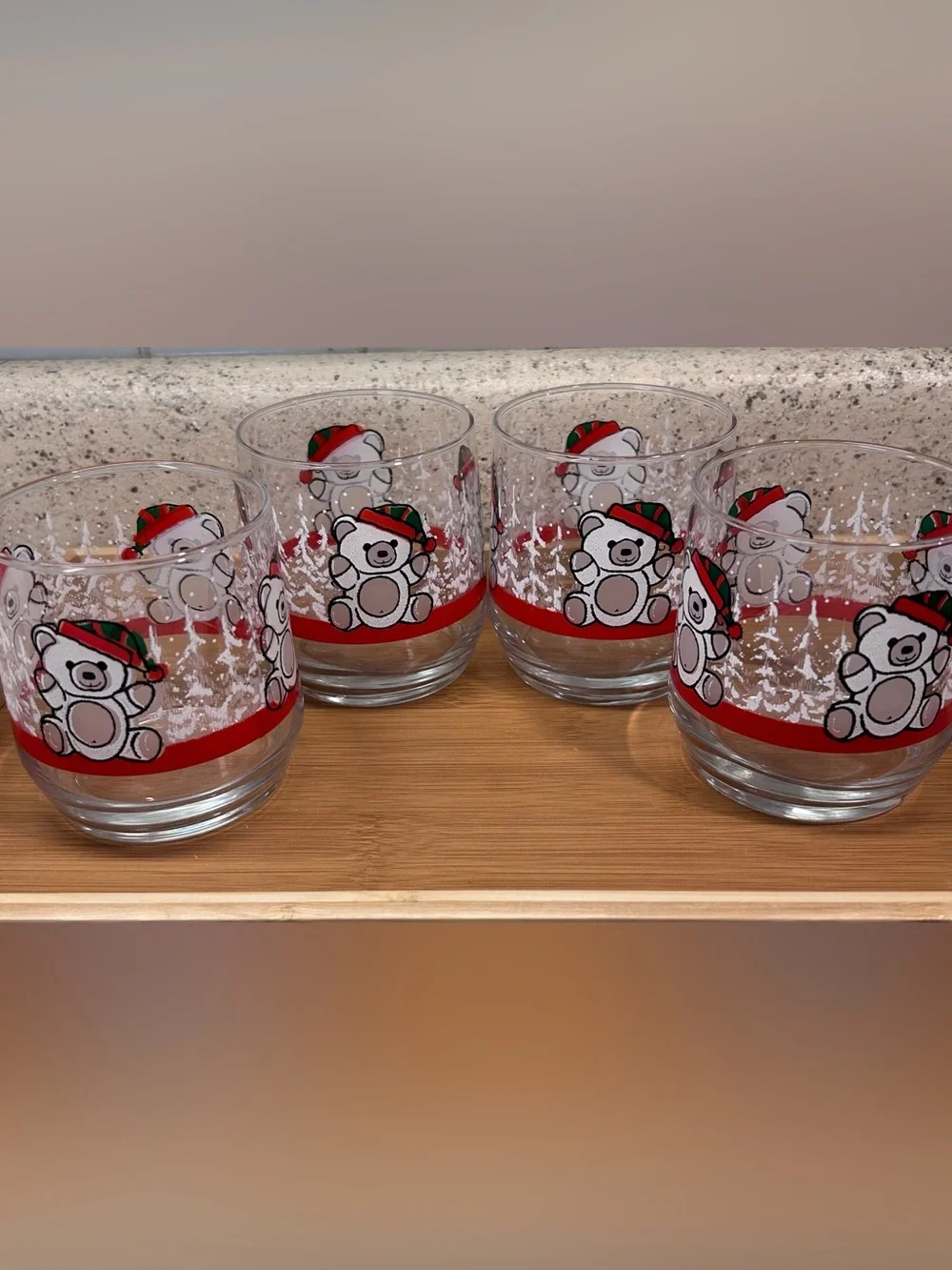 #Vintage #Teddy Bear #Christmas Glasses (set of 4)
